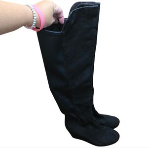 H&M Black Tall Wedge Boots 8.5